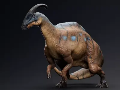 Dinosaur Parasaurolophus  - Unreal Engine - Unity Low-poly 3D model