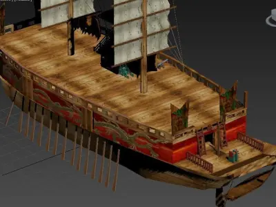 old korea battle ship panoksun korea name Low-poly 3D model