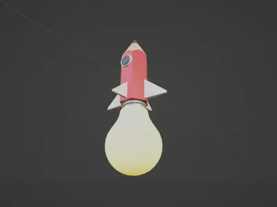 Pencil rocket launch 3D model