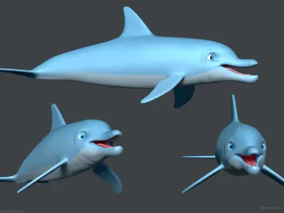 Stylized Cartoon Dolphin 3D model