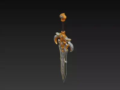 Regal Ornate Fantasy Sword - Low Poly Stylized 3D Weapon Low-poly 3D model
