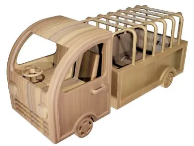 Wooden Truck Toy Low-poly 3D model