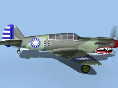 Curtiss P-40N Tomahawk China 3D model