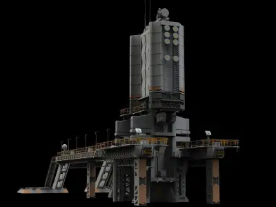 scifi radar tower 3D model