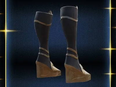 Shield Warrior leg armor female lowpoly game asset Low-poly 3D model