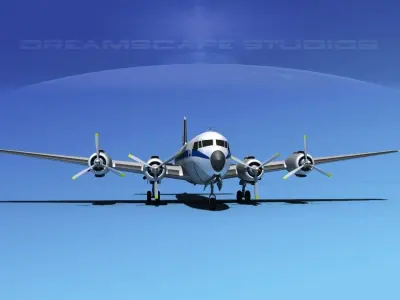 Douglas DC-7B United Airlines 3D model