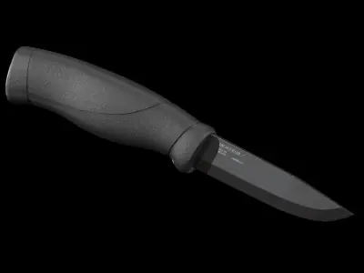 Knife Stainless Steel black Rubber Handle Low-poly 3D model