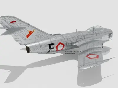 MiG 17 Fresco AURI Indonesian Air Force Low-poly 3D model