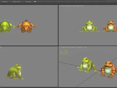 Cartoon Frog  - Fire Frog Low-poly 3D model