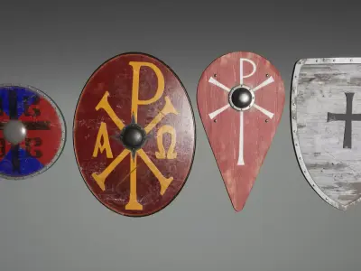 Byzantine Shields Low-poly 3D model