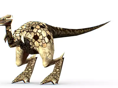 Low Poly Cartoon Creature Dino WhiteTava Low-poly 3D model