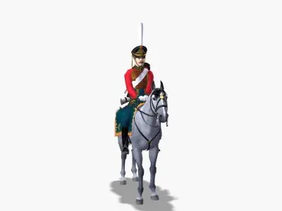 Hussar russian Low-poly 3D model