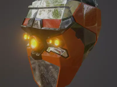 Denis elka46464646gmail com Scratched Robot Head 3D Free low-poly 3D model