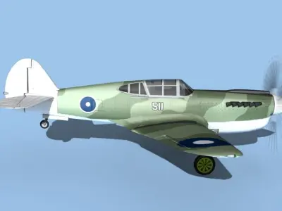 Curtiss P-40F Tomahawk V08 RAAF 3D model