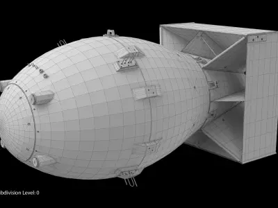Fat Man Nuclear Bomb Sandy Low-poly 3D model