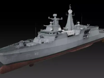 Algerian navy frigate El-Moudamir Low-poly 3D model