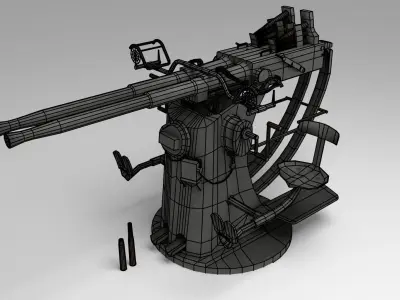 Low poly Anti aircraft gun Low-poly 3D model
