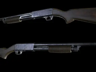 Ithaca M37 PBR Low-poly 3D model