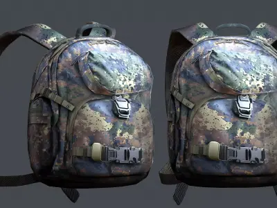 Backpack military combat Black baggage Low-poly 3D model