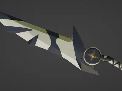 stylized golden double daggers Free low-poly 3D model