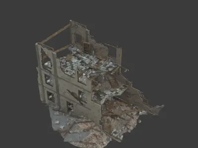 destroyed city Low-poly 3D model
