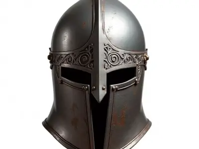 Medieval Knight Helmet 3D Model - Ornate Battle Armor Low-poly 3D model