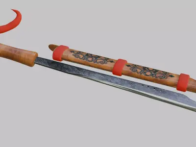 Mandau Traditional Weapon from Borneo Indonesia 3D model