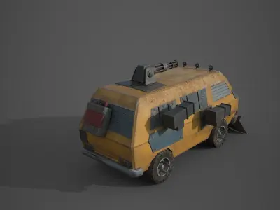 Post Apocalyptic Monster VW Bus  Low-poly 3D model