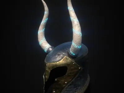 Horned fantasy helmet Low-poly 3D model