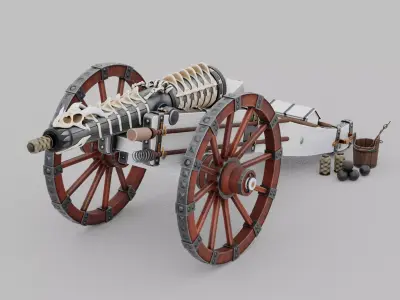 O Kit 01 Cannon Kit 03 of 05 dragon bone cannon Low-poly 3D model
