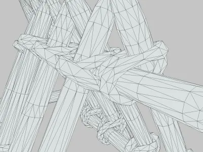 Wooden Barricade Defense PBR Low-poly 3D model