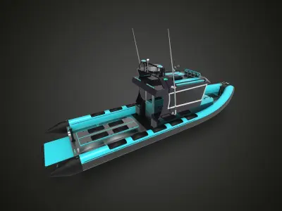 Fast Patrol boat blue 3D model