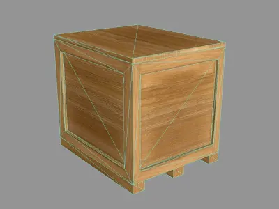Simple Low Poly Wooden Crate Low-poly 3D model