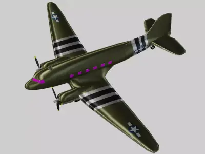 WWII Douglas C-47 Skytrain Military Transport Aircraft 3D model