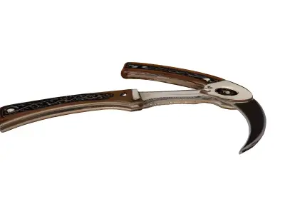 Ornate Folding Karambit Knife 3D model