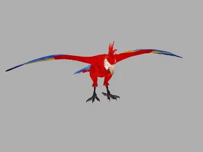 Red Parrot Low Polygon Art Bird Animal Low-poly 3D model