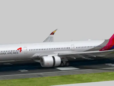 Airbus A350-900 XWB Asiana Airlines HL8078 Low-poly 3D model