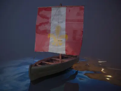 Knarr - Medieval Sailboat Low-poly 3D model Low-poly 3D model