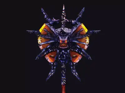 Axe Large Weapon Cutting Fantasy Melee Hatchet Dragon Head Low-poly 3D model