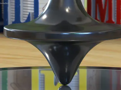 Metal Spinning Top with Base 3D model