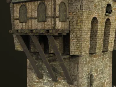  Old Castle Watch Tower 01 All PBR Unity UE Textures Included Low-poly 3D model