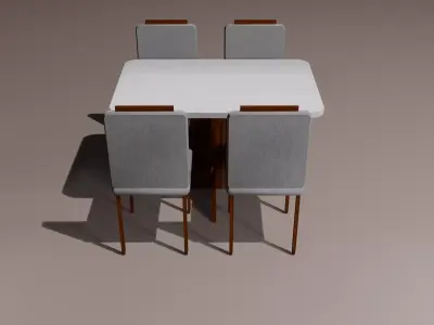 Conjunto Mesa de Jantar Moderna  4 Cadeiras - Lowpoly Low-poly 3D model