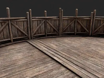 Medieval Wooden Circular Platform Arena 5 Low-poly 3D model