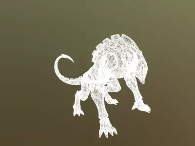 Low Poly Stylized Cyber-Predator  - PBR Low-poly 3D model