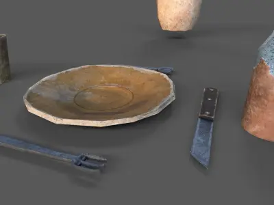 Medieval props Low-poly 3D model