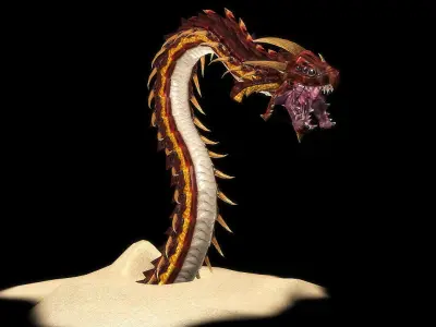 3Dfoin - Dragon Worm Low-poly 3D model