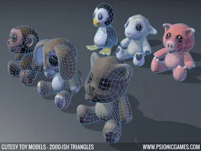 Cute Toy 3D Animal Models x 6 Free low-poly 3D model