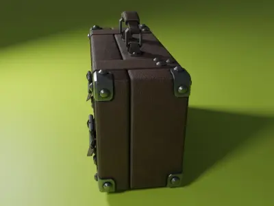 Lowpoly PBR leather suitcase game ready Free low-poly 3D model