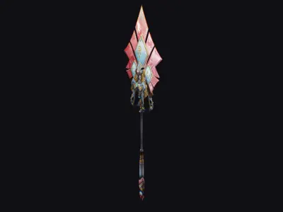 Magical Staff Magic Stick Fantasy Wand Axe Props Lowpoly Item Low-poly 3D model