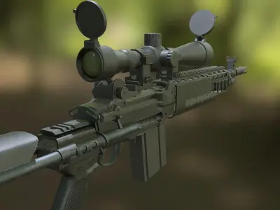 MK14 Ebr Rifle Low-poly 3D model